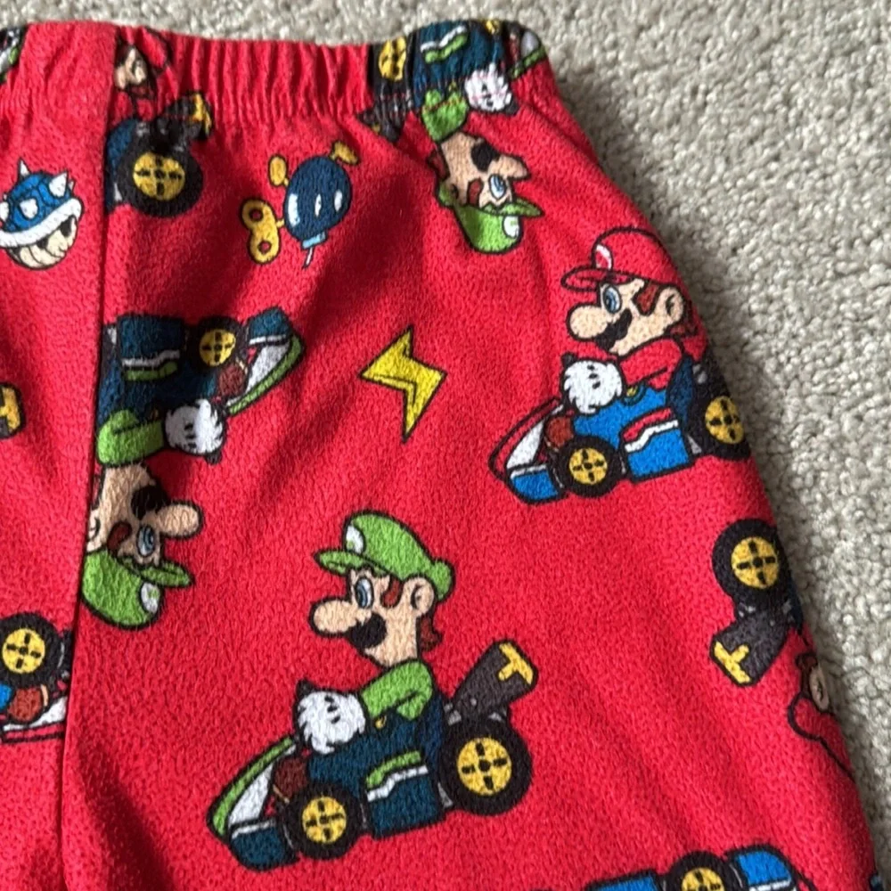 Mario & Luigi Pajama Bottoms Boys Size 6 Flannel PJ Wide Leg Bottoms